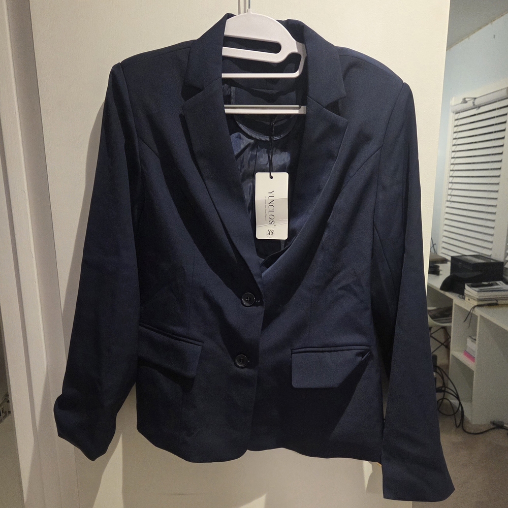 YUNCLOS Navy Blue Blazer